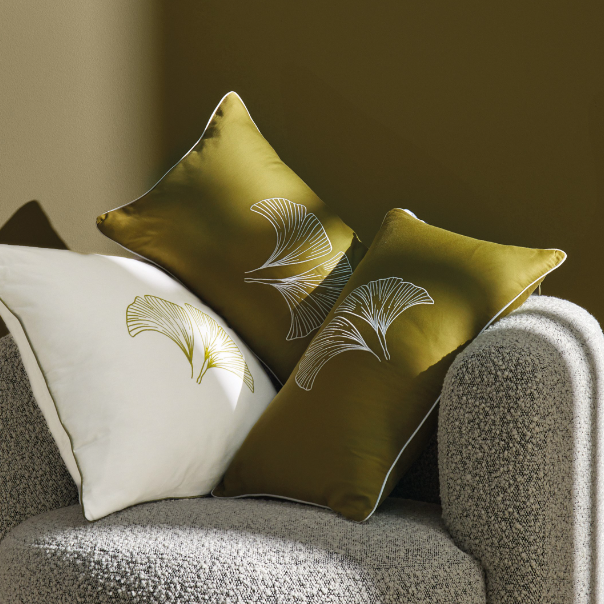 France Made Cushion -30/50 Gingko – Blanc Des Vosges HK